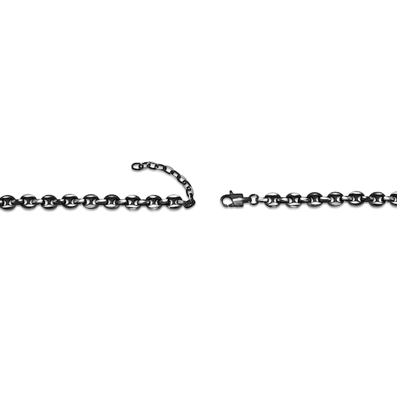 7.5mm Antique-Finish Mariner Chain Necklace in Solid Stainless Steel with Black Ion Plate - 22â