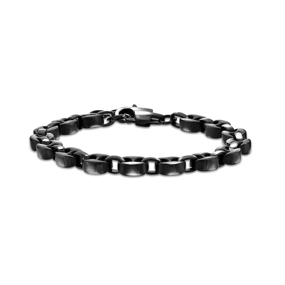 7.5mm Antique-Finish Mariner Chain Bracelet in Solid Stainless Steel with Black Ion Plate - 8.25â