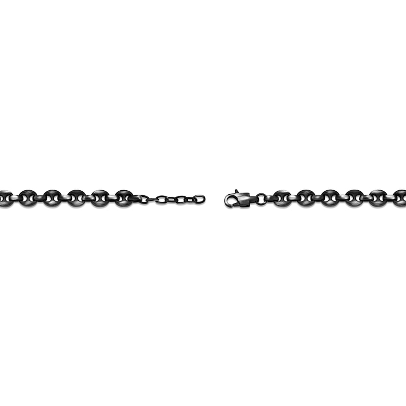 Main Image 4 of 7.5mm Antique-Finish Mariner Chain Bracelet in Solid Stainless Steel with Black Ion Plate - 8.25”