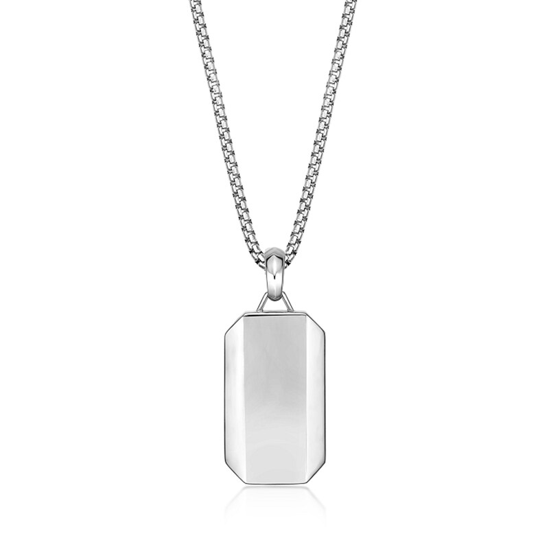 Main Image 4 of Rectangle Malachite Octagon Pendant in Sterling Silver - 24”
