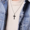 Thumbnail Image 2 of Baguette and Square Onyx Cross Pendant in Sterling Silver - 24”