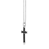 Thumbnail Image 3 of Baguette and Square Onyx Cross Pendant in Sterling Silver - 24”