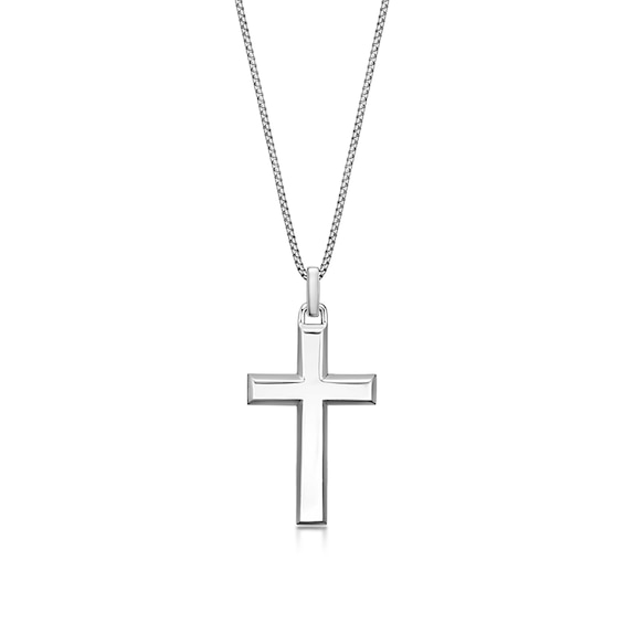 Baguette and Square Onyx Cross Pendant in Sterling Silver - 24”