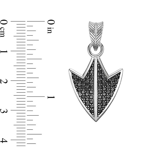 Black Spinel Antique-Finish Arrowhead Pendant in Sterling Silver - 24â