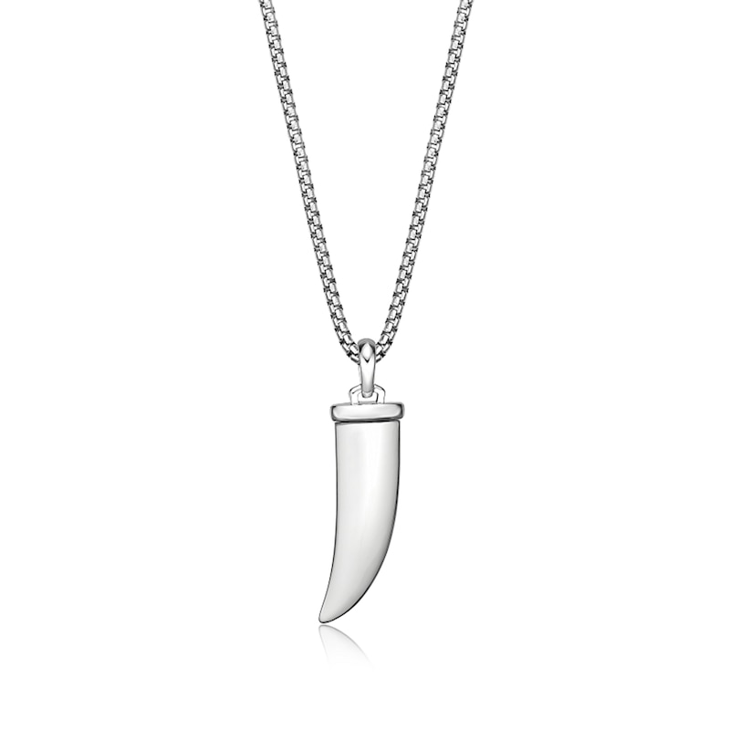 Main Image 4 of 1/5 CT. T.W. Diamond Shark Tooth Pendant in Sterling Silver - 24”