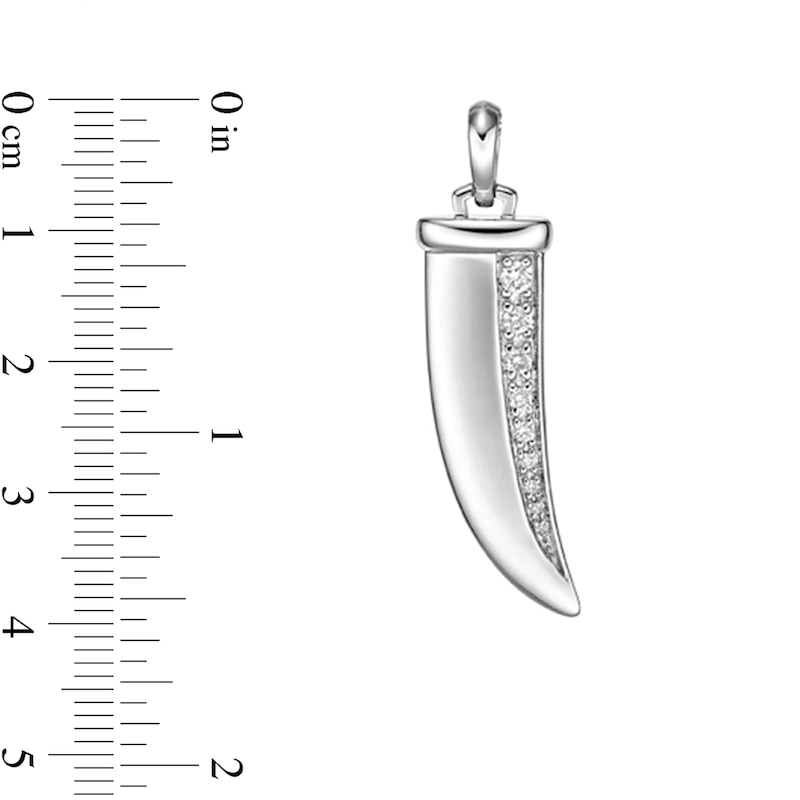 Main Image 6 of 1/5 CT. T.W. Diamond Shark Tooth Pendant in Sterling Silver - 24”