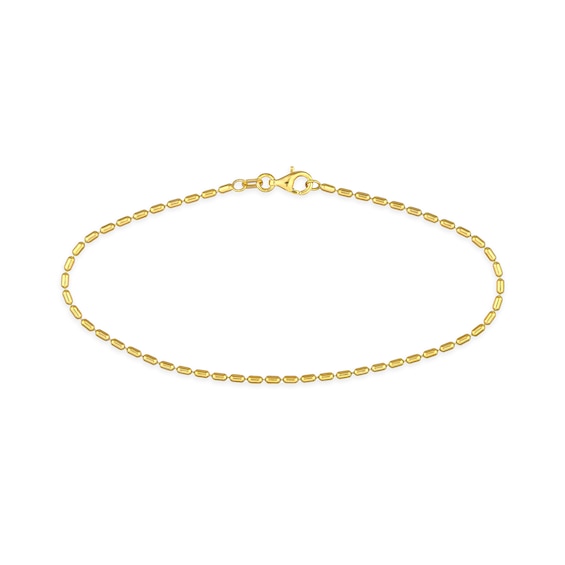 1.5mm Long Bead Chain Bracelet in Solid 14K Gold - 7.5"