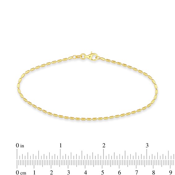1.5mm Long Bead Chain Bracelet in Solid 14K Gold - 7.5"