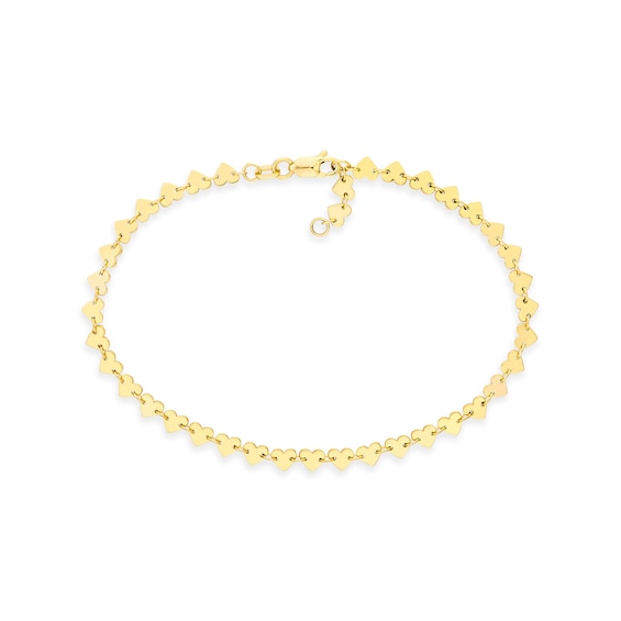 3.7mm Heart Link Bracelet in Solid 14K Gold - 7.5"