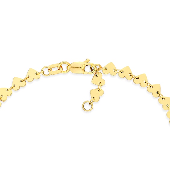3.7mm Heart Link Bracelet in Solid 14K Gold - 7.5"