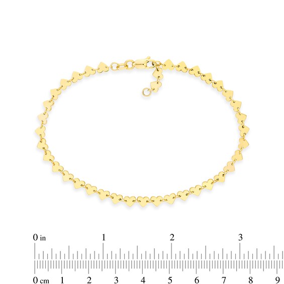 3.7mm Heart Link Bracelet in Solid 14K Gold - 7.5"
