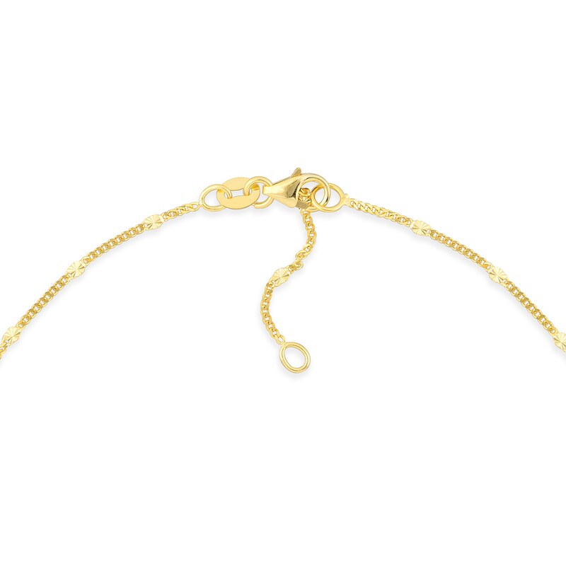 Main Image 3 of 1.0mm Diamond-Cut Brilliance Bead Station Curb Chain Anklet in Solid 14K Gold - 10"