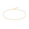 Thumbnail Image 1 of 1.15mm Diamond-Cut Brilliance Bead Station Curb Chain Anklet in Solid 14K Gold - 10"