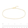 Thumbnail Image 4 of 1.15mm Diamond-Cut Brilliance Bead Station Curb Chain Anklet in Solid 14K Gold - 10"