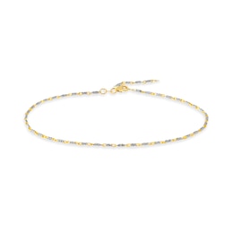 1.5mm Diamond-Cut Lumacina Link Chain Anklet in Solid 14K Two-Tone Gold - 10"