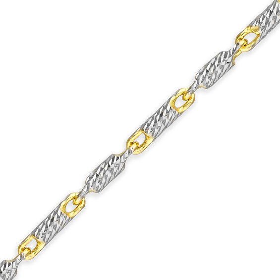 1.5mm Diamond-Cut Lumacina Link Chain Anklet in Solid 14K Two-Tone Gold - 10"
