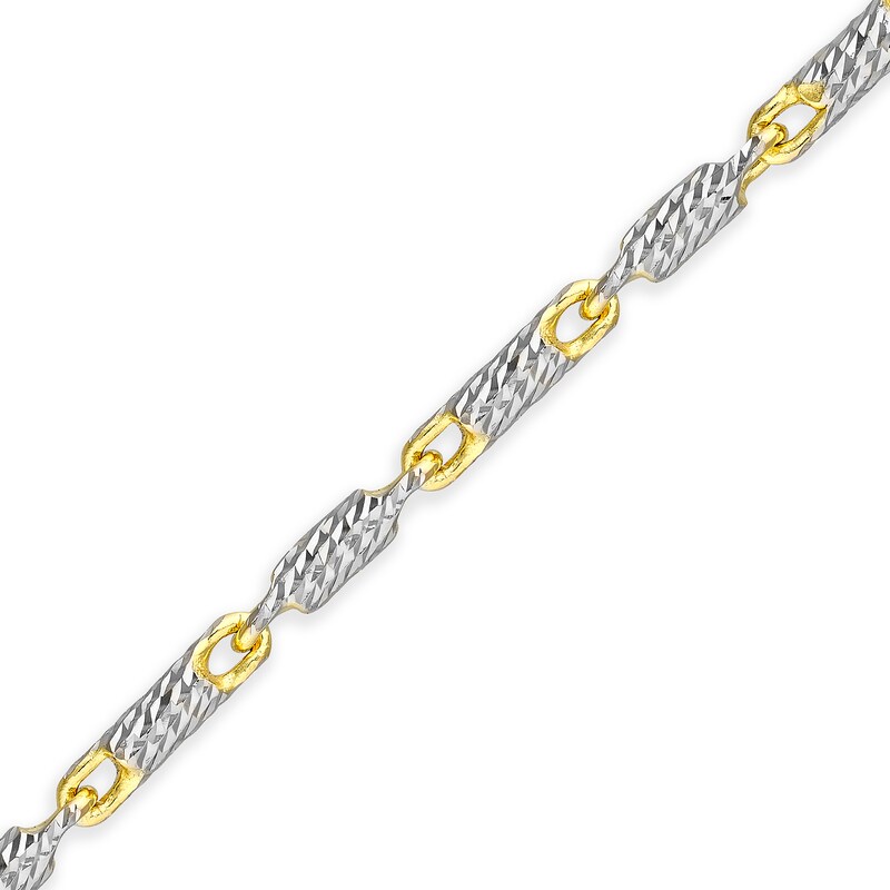 Main Image 2 of 1.5mm Diamond-Cut Lumacina Link Chain Anklet in Solid 14K Two-Tone Gold - 10"