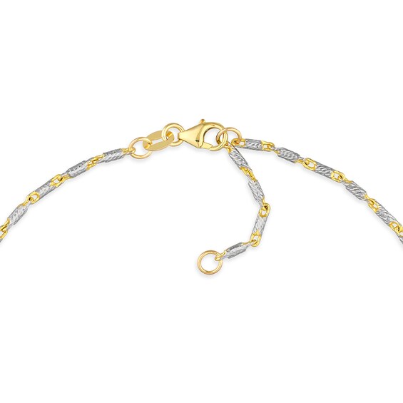 1.5mm Diamond-Cut Lumacina Link Chain Anklet in Solid 14K Two-Tone Gold - 10"