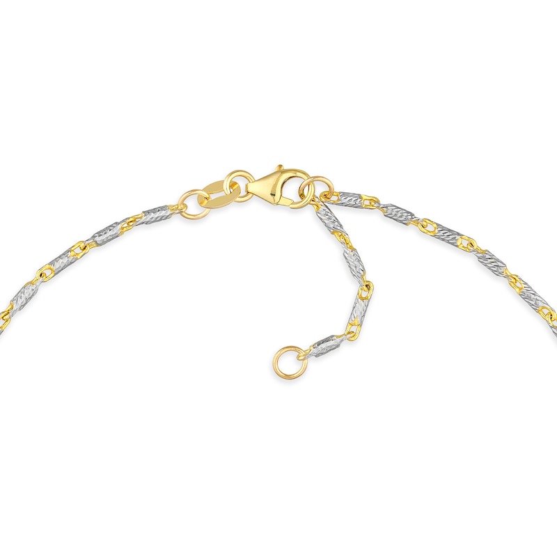 Main Image 3 of 1.5mm Diamond-Cut Lumacina Link Chain Anklet in Solid 14K Two-Tone Gold - 10"
