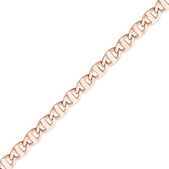 2.2mm Flat Mariner Chain Anklet in Solid 14K Rose Gold - 10"