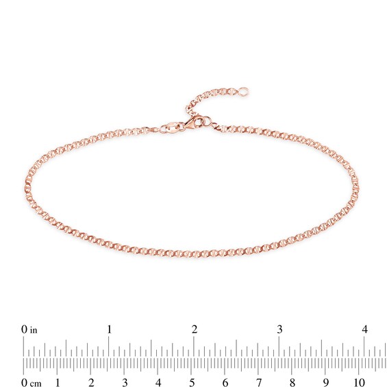 2.2mm Flat Mariner Chain Anklet in Solid 14K Rose Gold - 10"