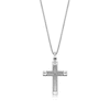 Thumbnail Image 1 of Cross Pendant in Stainless Steel with Titanium Inlay - 24”