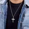 Thumbnail Image 2 of Cross Pendant in Stainless Steel with Titanium Inlay - 24”