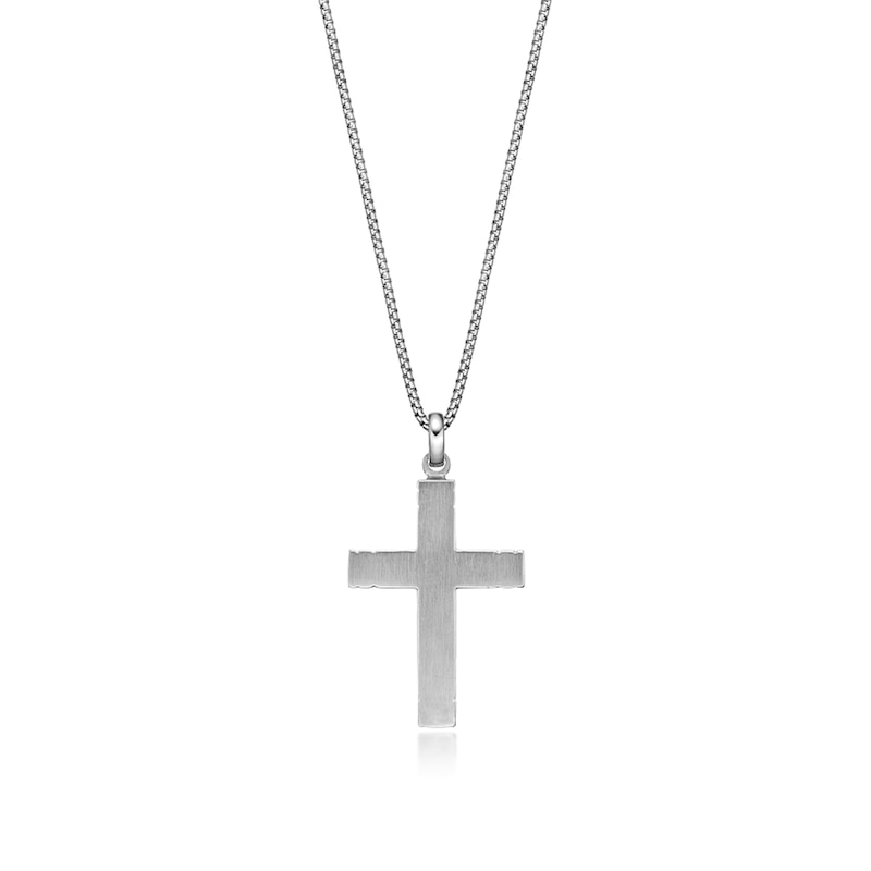 Main Image 3 of Cross Pendant in Stainless Steel with Titanium Inlay - 24”