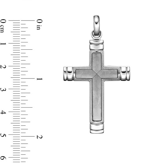 Cross Pendant in Stainless Steel with Titanium Inlay - 24â