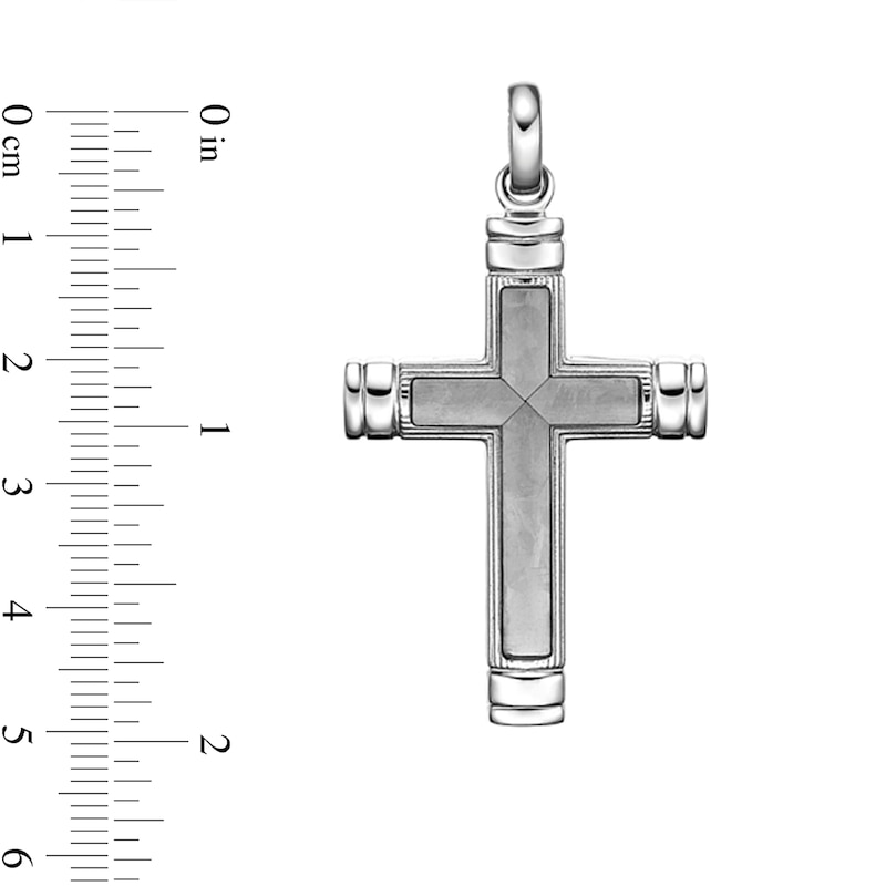 Main Image 6 of Cross Pendant in Stainless Steel with Titanium Inlay - 24”