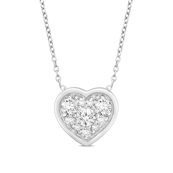 1/4 CT. T.w. Certified Lab-Grown Multi-Diamond Heart Necklace in 14K White Gold (F/Si2)