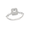 Thumbnail Image 1 of 3/4 CT. T.W. Emerald-Cut Diamond Double Frame Alternating Shank Engagement Ring in 14K White Gold