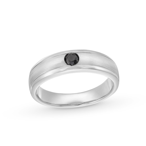 1/5 CT. Black Diamond Solitaire Anniversary Band in 10K White Gold