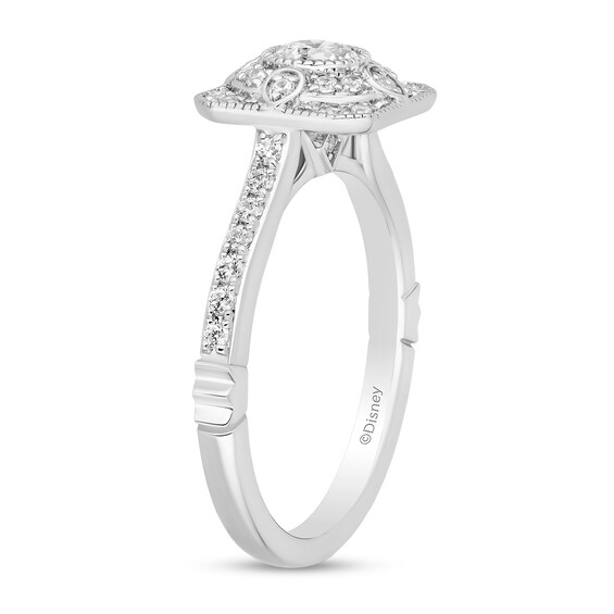 Collector’s Edition Enchanted Disney The Princess and the Frog Diamond Double Frame Engagement Ring in 14K White Gold