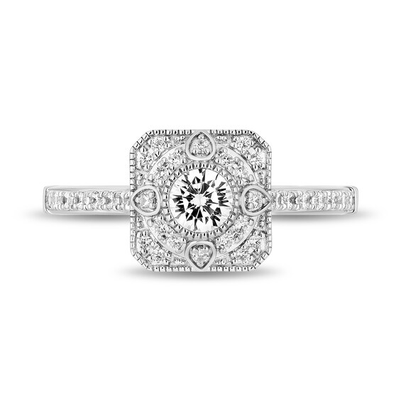 Collector’s Edition Enchanted Disney The Princess and the Frog Diamond Double Frame Engagement Ring in 14K White Gold