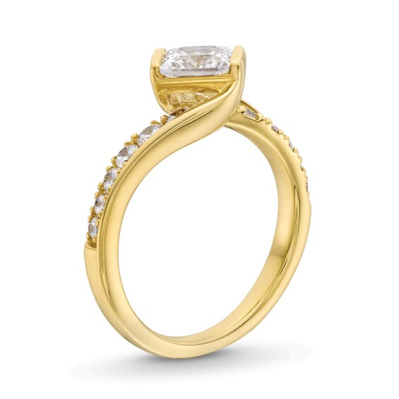1-1/2 CT. T.w. Tilted Princess-Cut Certified Lab-Grown Diamond Bypass Shank Engagement Ring in 14K Gold (F/Vs2)