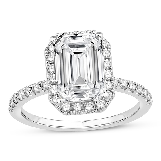 3-1/2 CT. T.w. Emerald-Cut Certified Lab-Grown Diamond Frame Engagement Ring in 14K White Gold (F/Vs2)
