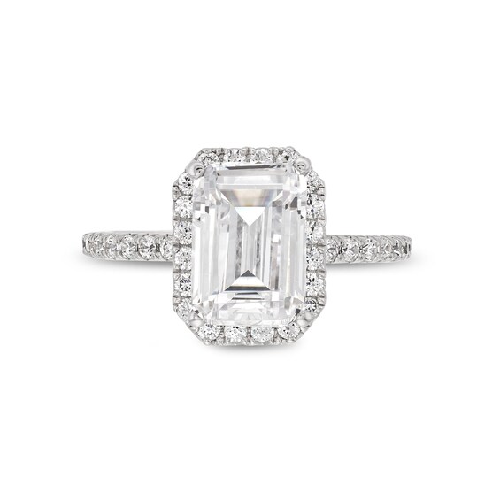 3-1/2 CT. T.w. Emerald-Cut Certified Lab-Grown Diamond Frame Engagement Ring in 14K White Gold (F/Vs2)