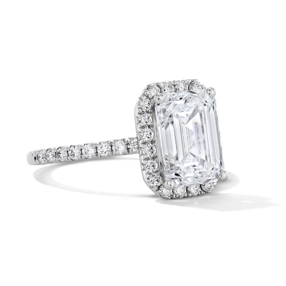 3-1/2 CT. T.w. Emerald-Cut Certified Lab-Grown Diamond Frame Engagement Ring in 14K White Gold (F/Vs2)
