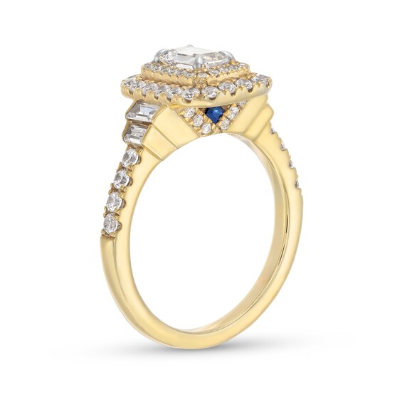 Vera Wang Love Collection 1-1/2 CT. T.w. Emerald-Cut Diamond Double Frame Stepped Collar Engagement Ring in 14K Gold