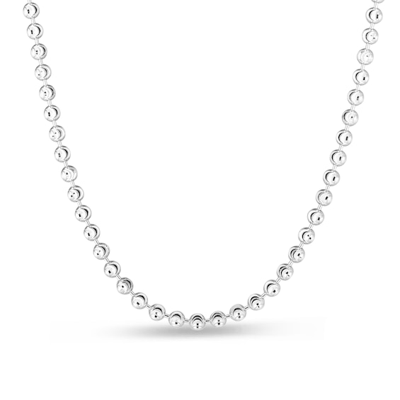4.0mm Diamond-Cut Brilliance Bead Chain Necklace in Solid Sterling Silver - 20"