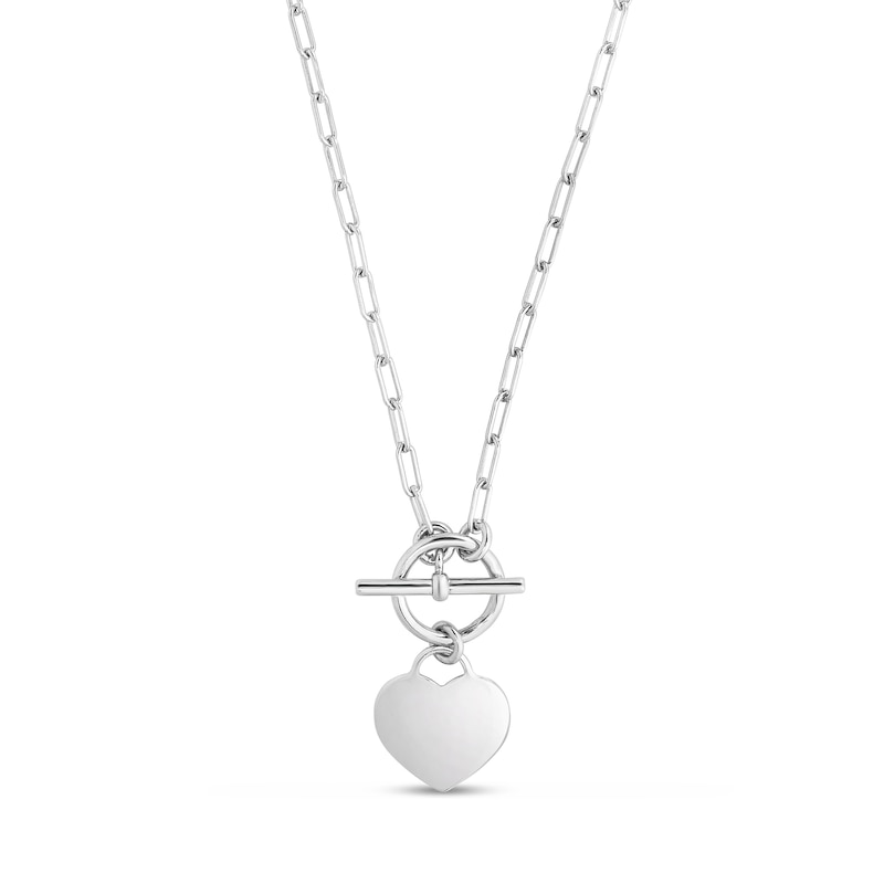 Main Image 1 of 2.7mm Link Chain with Heart Charm Toggle Necklace in Sterling Silver - 18"
