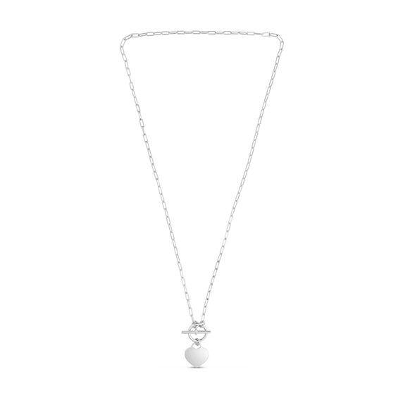 2.7mm Link Chain with Heart Charm Toggle Necklace in Sterling Silver - 18"