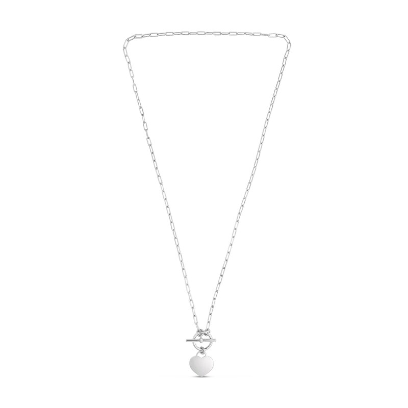 Main Image 2 of 2.7mm Link Chain with Heart Charm Toggle Necklace in Sterling Silver - 18"