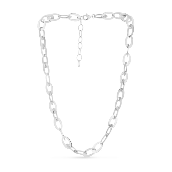 8.7mm Oval Link Chain Necklace in Hollow Sterling Silver - 20"
