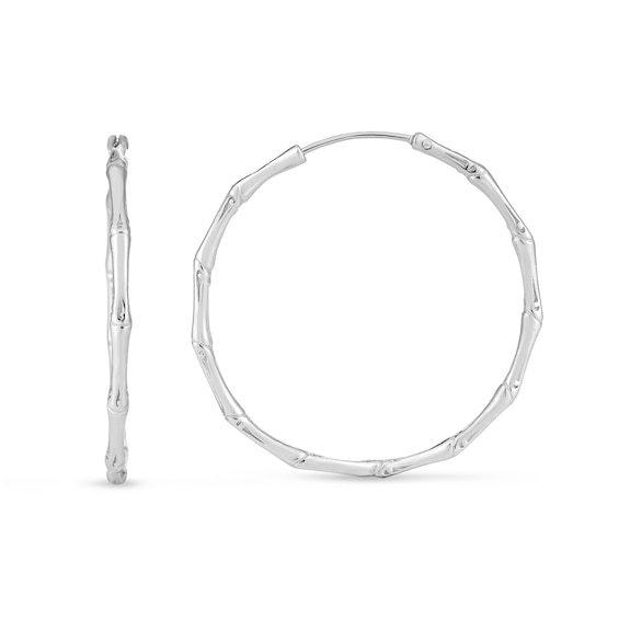 35.7mm Bamboo Hoop Earrings in Sterling Silver
