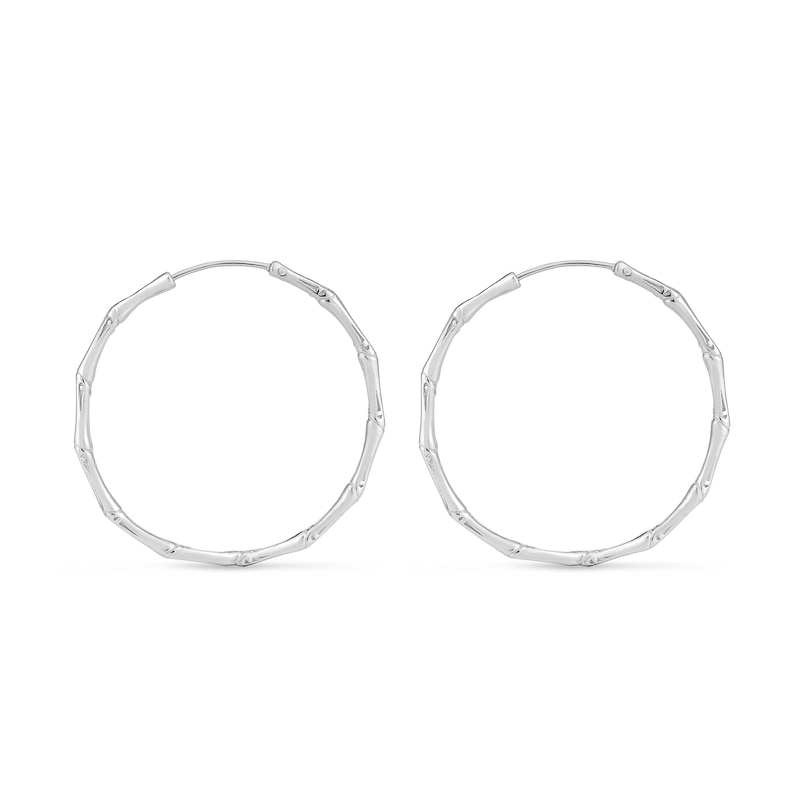 Main Image 2 of 35.7mm Bamboo Hoop Earrings in Sterling Silver