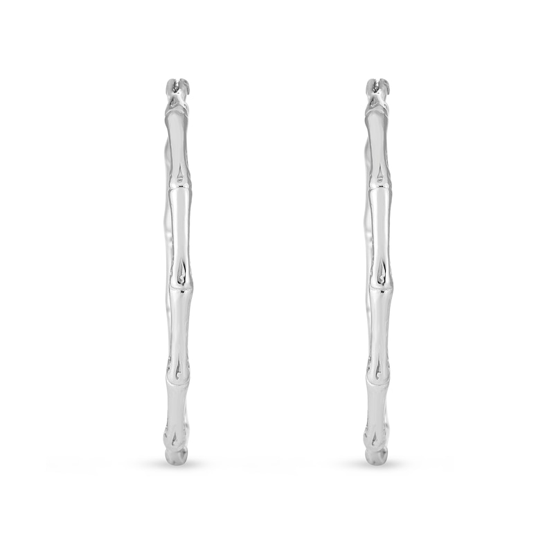 Main Image 3 of 35.7mm Bamboo Hoop Earrings in Sterling Silver