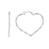 Thumbnail Image 1 of 35.0mm Heart-Shaped Bamboo Hoop Earrings in Sterling Silver