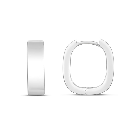 16.6mm Rectangular Huggie Hoop Earrings in Sterling Silver